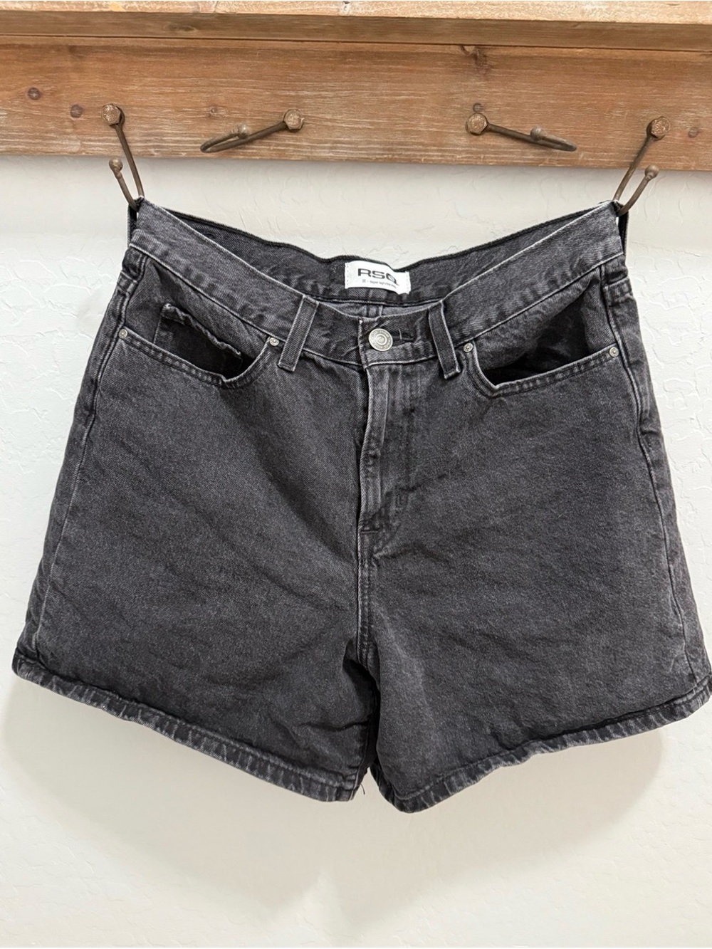 RSQ Black High-Rise Denim Shorts